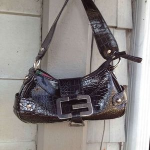 guess black lether handbag